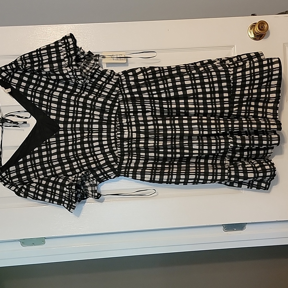 Terra and sky plus size 16w-18w black and white checked dress - Picture 1 of 6